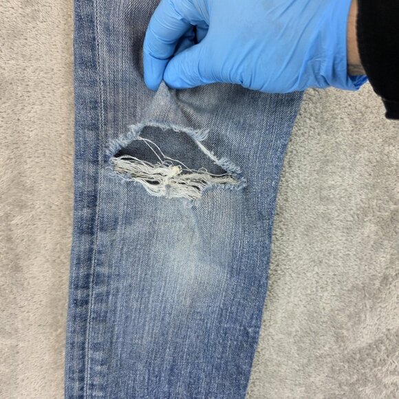 True Religion Jeans Womens 25 Blue Skinny WLH509X78 Distressed Made USA - Picture 2 of 14